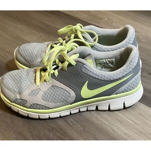 Nike Womens Flex 512108-003 Gray Green Running Shoes Lace Up Low Top Size‎ 9